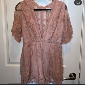 Honey Punch Embroidered Romper (L)